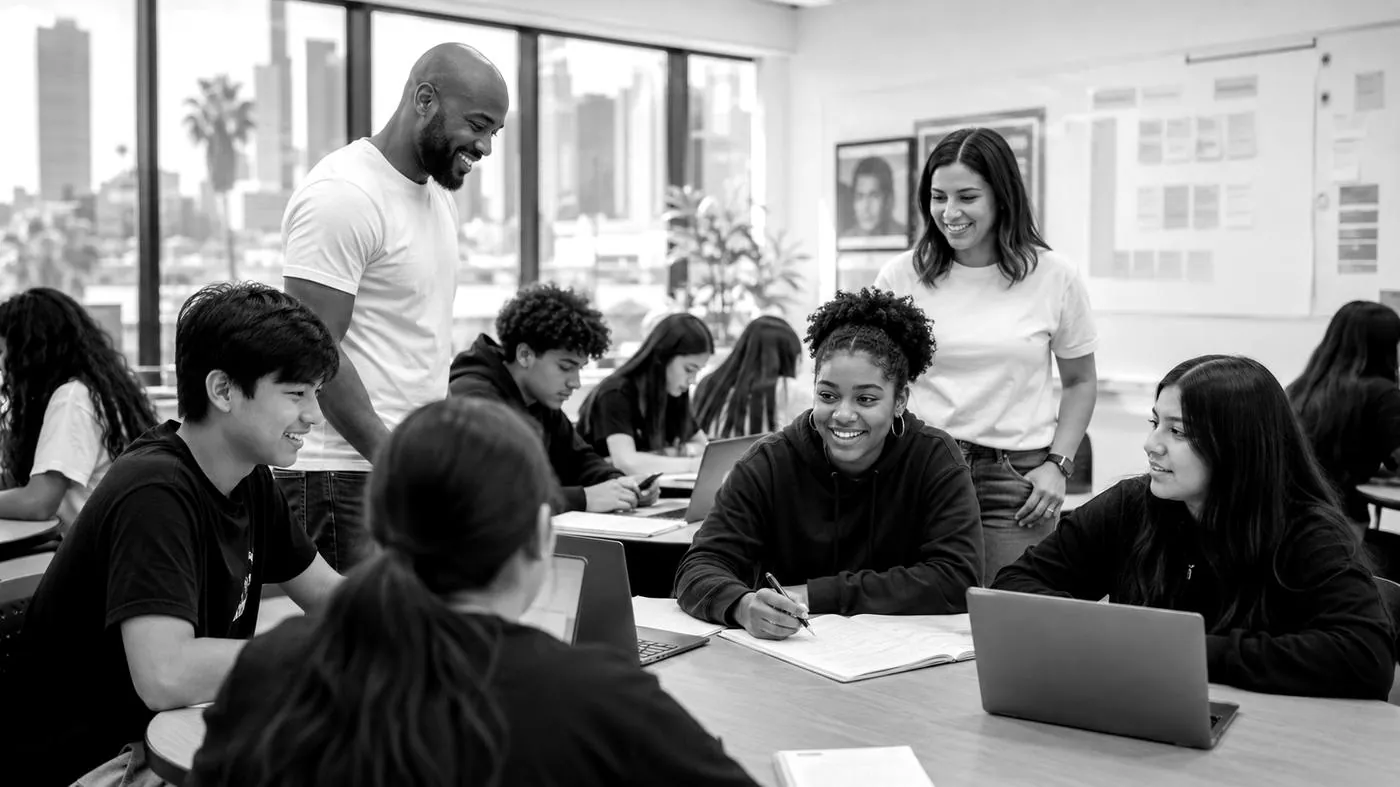 An educator and students in a supervised classroom session