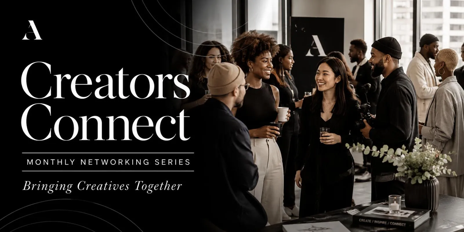 Professionals at a Creators Connect monthly networking event
